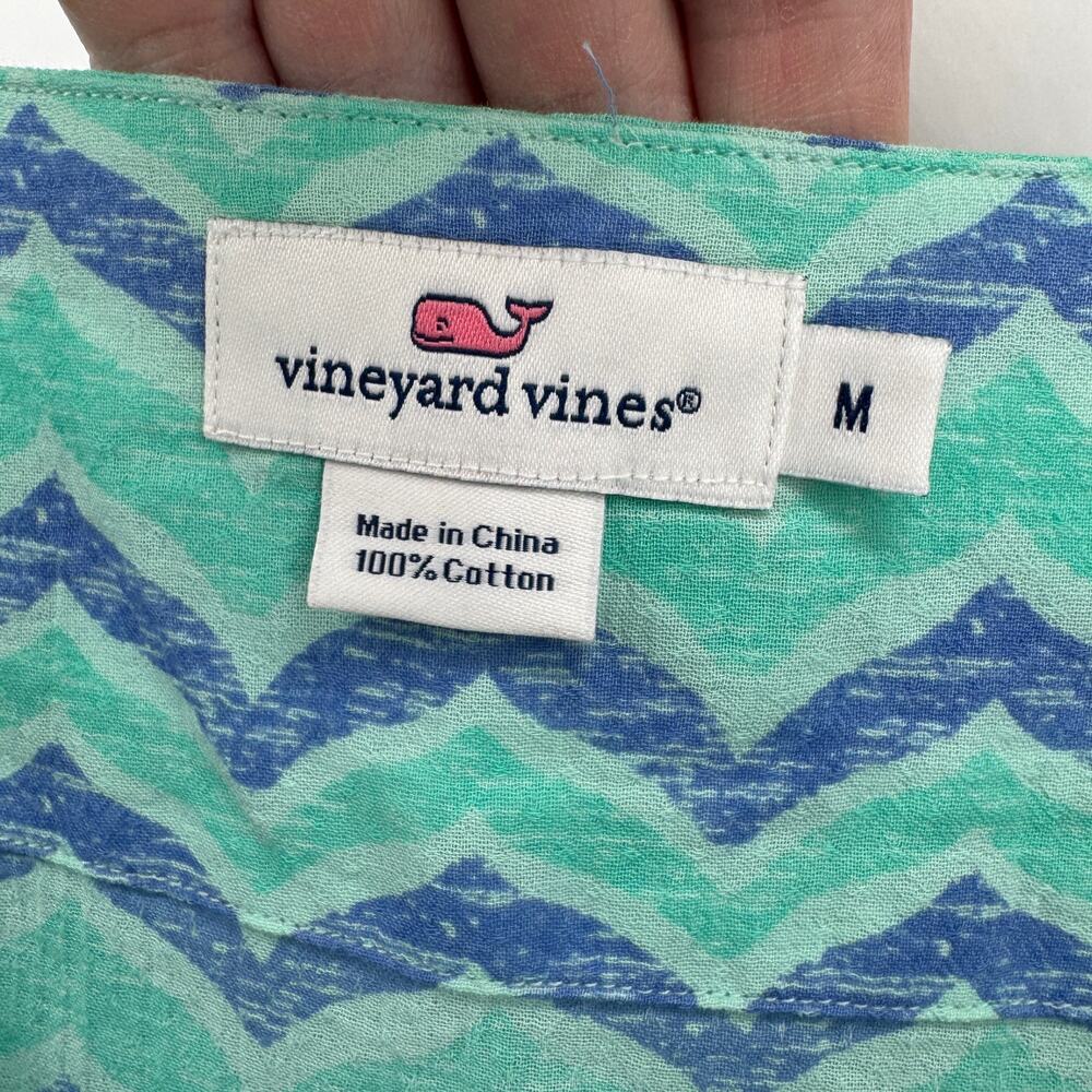 Vineyard Vines Tunic Womens Medium Swim Cover Up Beach Pool Blue Chevron Coastal - Picture 2 of 9